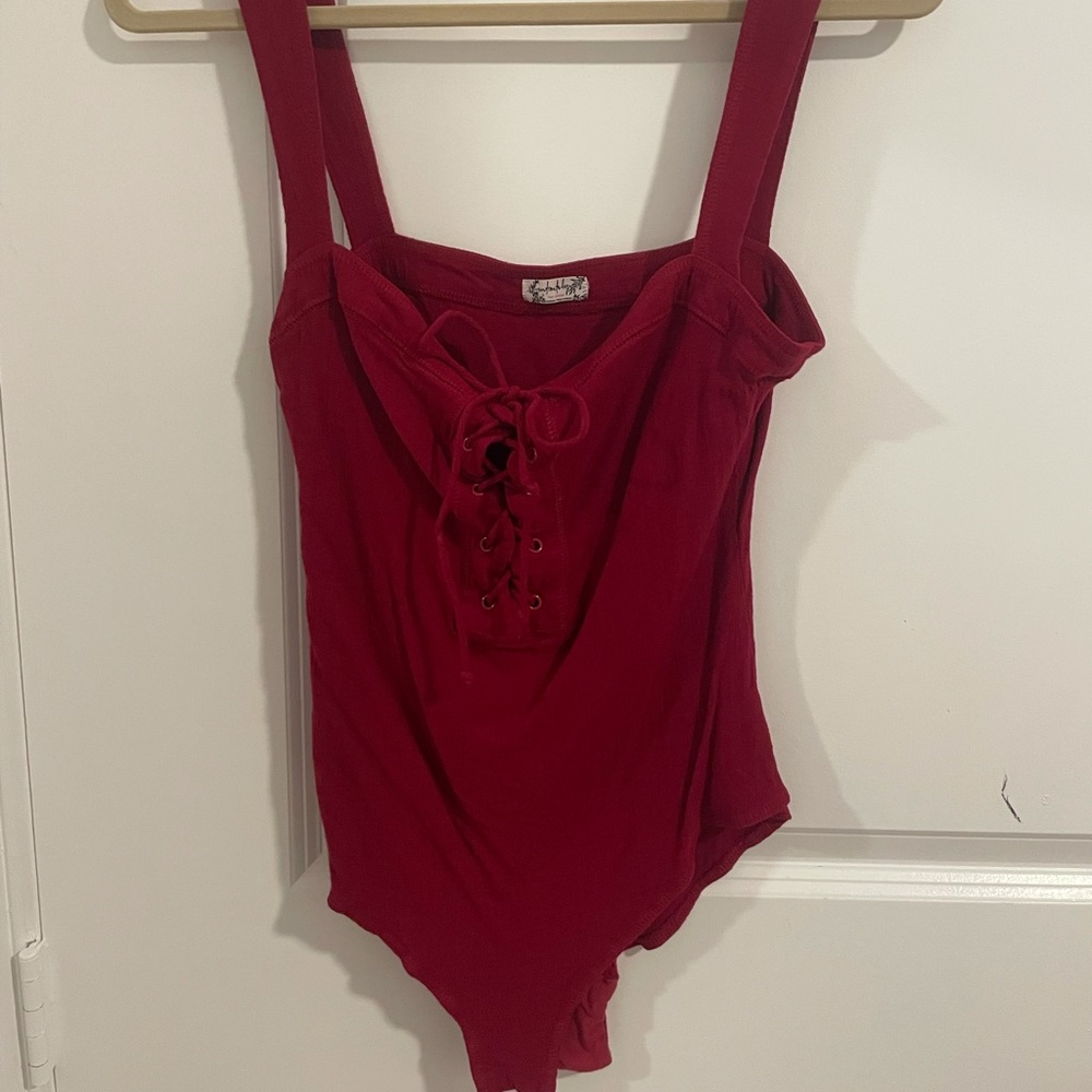 Free People Red Bodysuit